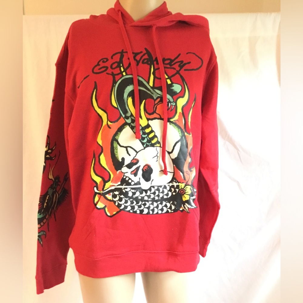 Ed Hardy Red Skull Graphic Sweater NWT